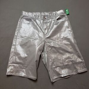 Gap Silver Metallic Longline Denim Shorts NWT